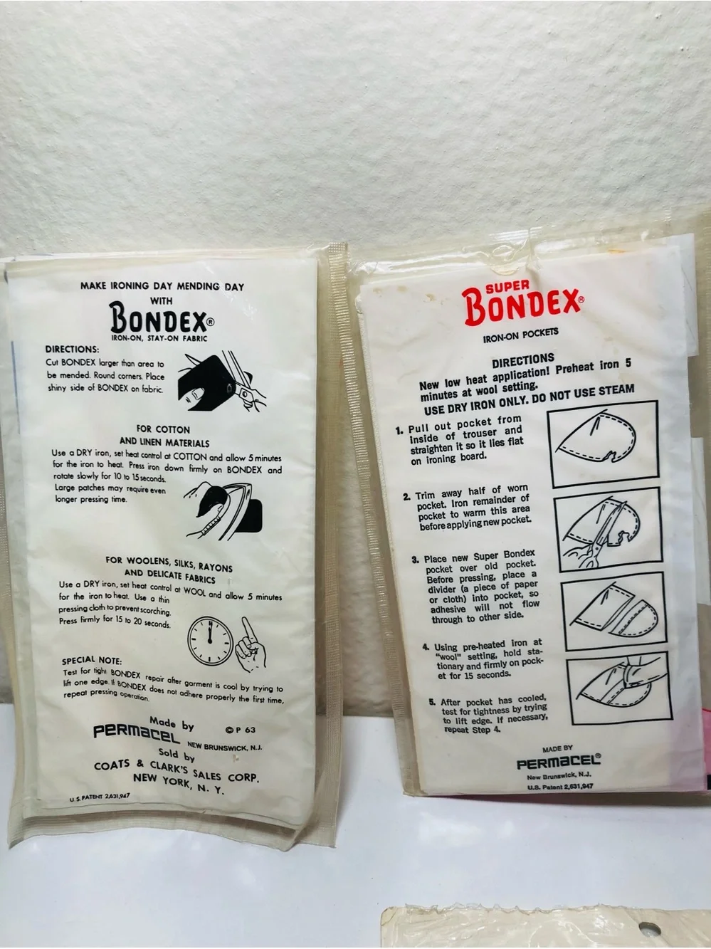 Vintage Bondex Iron-On Patches & Sewing Notions